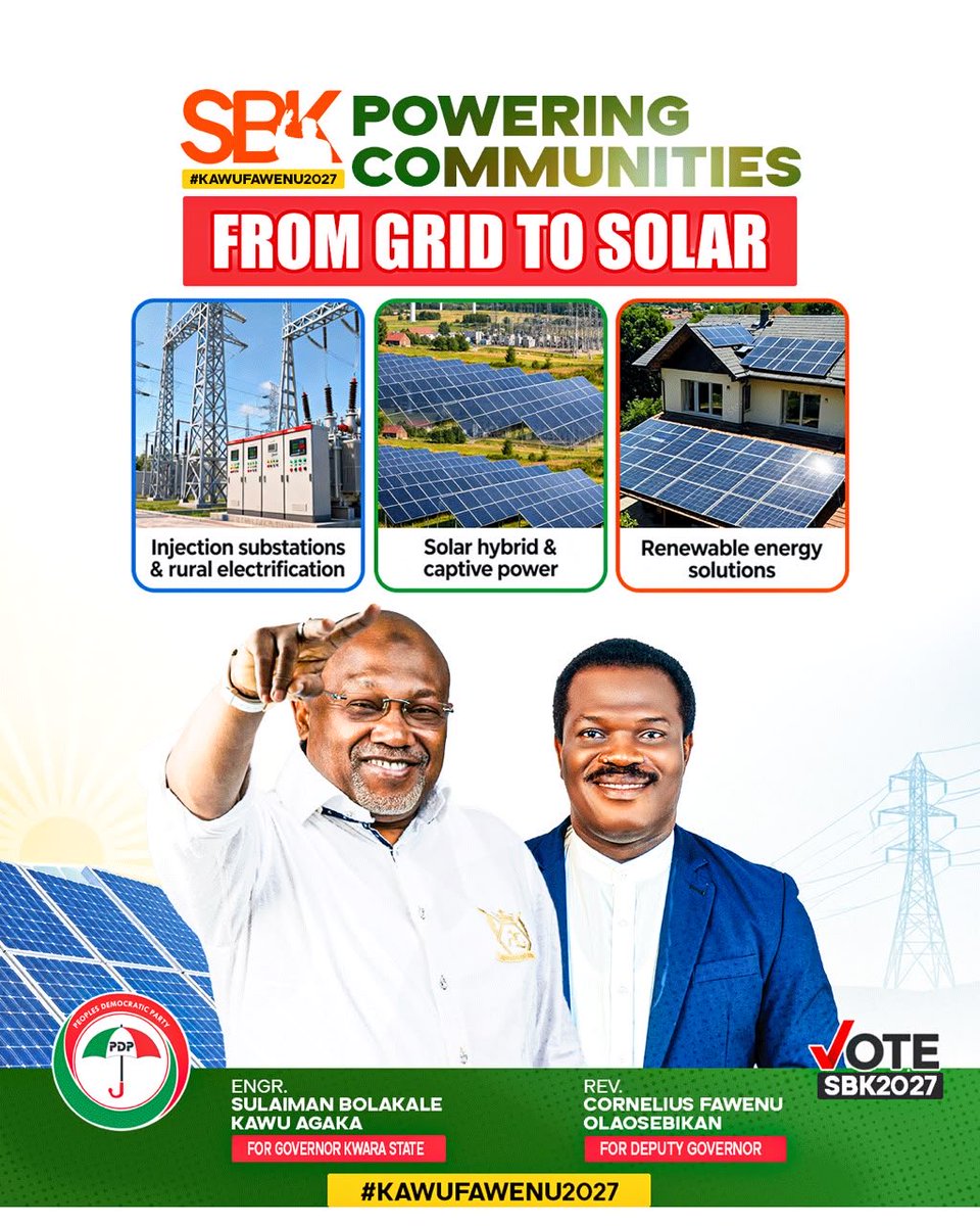 Ladmankareem's tweet photo. ☀️ FROM GRID TO SOLAR
⚡ POWERING COMMUNITIES
🏗️ BUILDING INFRASTRUCTURE
🌱 PROMOTING RENEWABLE ENERGY
KAWU/FAWENU 2027
Building Kwara Together.
#KawuFawenu2027 #PoweringCommunities #FromGridToSolar #BuildingKwaraTogether #Kwara2027 #KwaraState #RenewableEnergy https://t.co/uUNXXIrNpZ