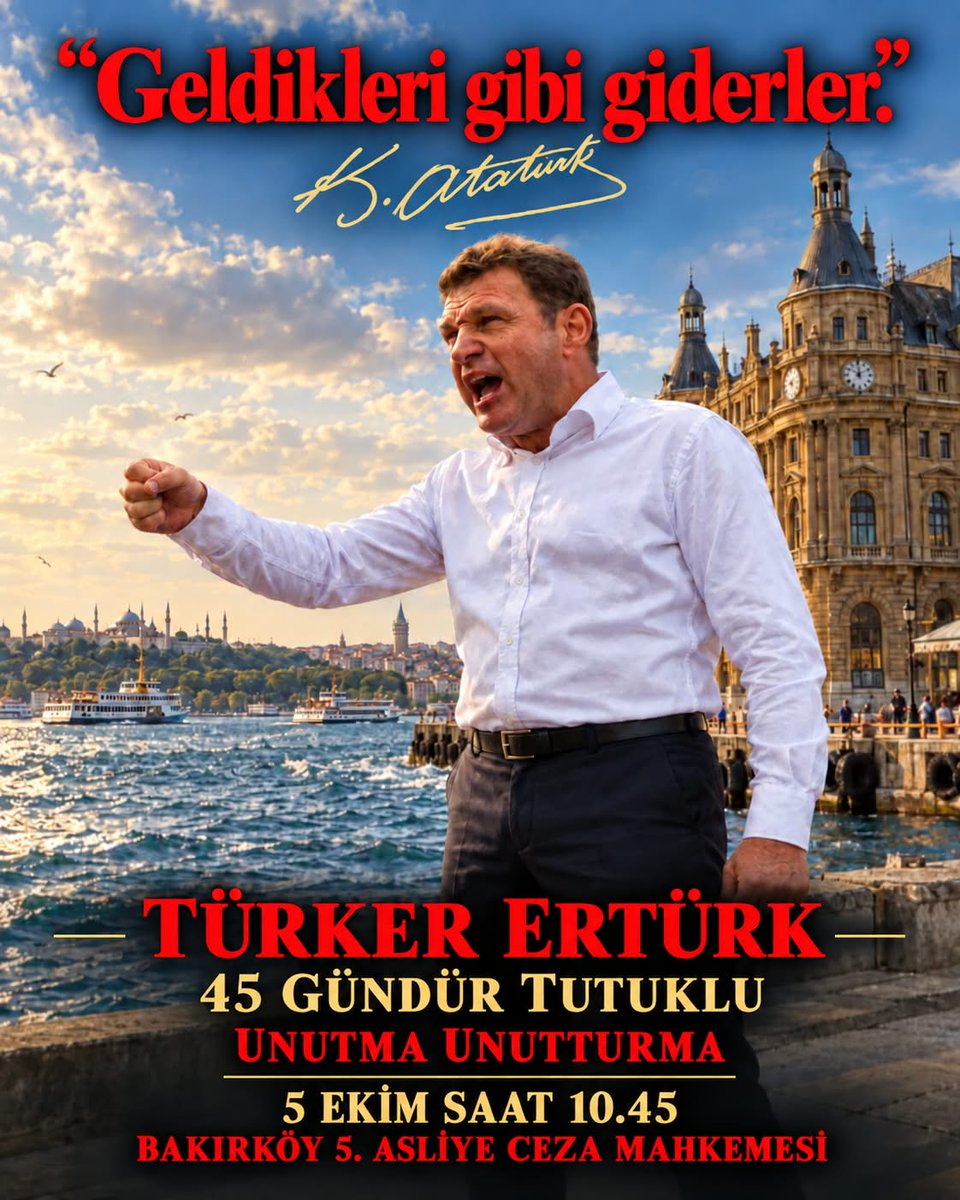 profsaltik's tweet photo. Em. Amiral Türker Ertürk’ün 
avukatı Ayhan Yıldızel’in duruşma sonrası çığlığı  
(8 Eylül 2026):            

“Bu gün Bakırköy 5. Asliye Ceza Mahkemesinde duruşmada, müvekkilim Türker Ertürk’ün;     
   
- ortada bir suç ve suçlu bulunmamasına,        
- tutuklama kararının hiçbir hukukal gerekçesi olmamasına karşın,        
- tutukluluğunun devamına karar verilmiştir.        
...        
Bu durum salt bu davaya ya da müvekkilimize özgü değil.         
Türk halkının çoğunluğu yargı organlarının,  iktidarın politikalarının aracı olarak kullanıldığını anlayıp karşı duruş sergileyene dek,  bu vb. uygulamalar sürecektir.   

Burada hukukçuların yapabileceği bir şey yoktur.”     
...       
AKP/RTE, bu ürkünç (vahim) gerçek ve tarihsel uyarıyı dikkatle not etmeli ve artık durmalıdır.  

Acil HUKUK DEVLETİ,  DEMOKRATİK CUMHURİYET!