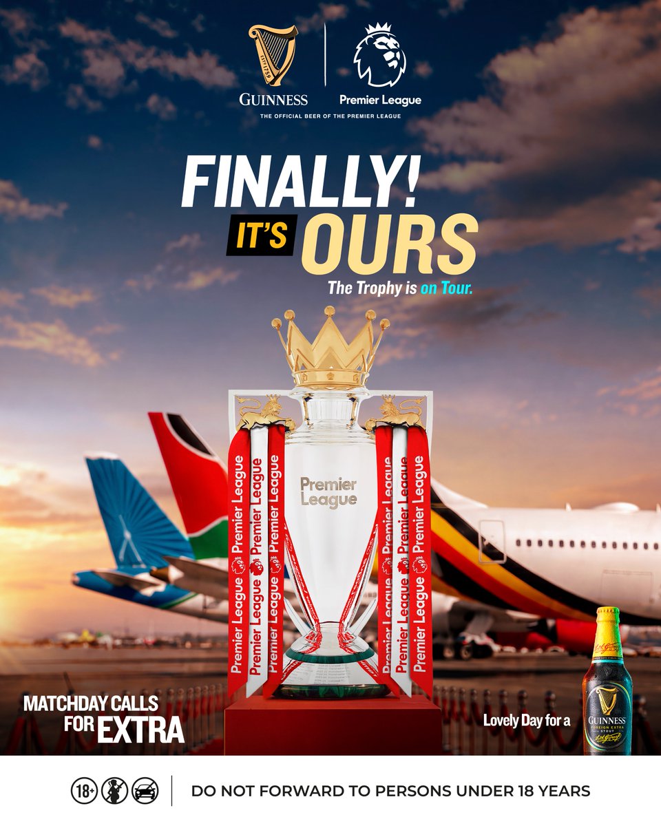 VoiceofToro's tweet photo. 🏆 HERE WE GO! The Premier League Trophy Tour starts NOW! 🏆

Celebrate matchday with Guinness, the official beer of the Premier League. Matchday calls for extra — enjoy the trophy tour and the game! @Guinness_Global 

#Guinness #PremierLeague #TrophyTour #MatchdayExtra https://t.co/mRAAzaoVfp
