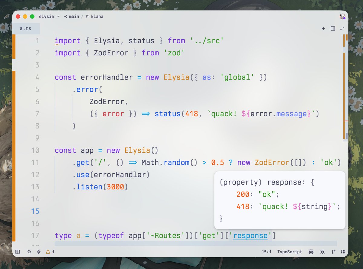 saltyAom's tweet photo. Elysia 2 can map any error to response fully type-safe

It can also "walk back" as well, so it applies to all routes https://t.co/tZZiqLeV2J