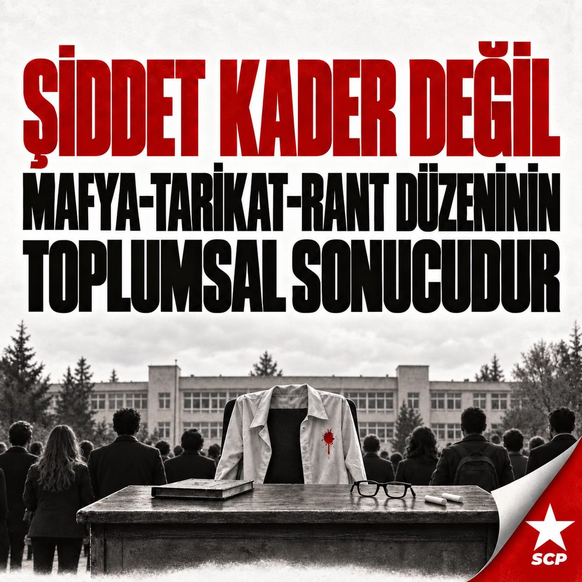 SCPGenelMerkez's tweet photo. Osmaniye Farabi Anadolu Lisesinde görev yapan Türk dili ve edebiyatı öğretmeni Mehmet Bilgili’nin, okul bahçesinde uğradığı silahlı saldırı sonucu yaşamını yitirdiğini derin bir üzüntüyle öğrendik.

Bu saldırıyı en güçlü biçimde kınıyor; Mehmet Öğretmen’in ailesine, öğrencilerine, meslektaşlarına ve bütün eğitim camiasına başsağlığı diliyoruz.

Okullar, çocuklarımız ve eğitim emekçilerimiz için en güvenli kamusal alanlar olmalıdır. Öğretmene yönelen şiddeti, denetimsiz silahlanmayı ve okulları güvencesiz bırakan anlayışı kabul etmiyoruz.

Şiddet kader değildir.