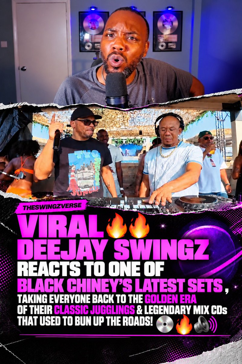 DeejaySwingz's tweet photo. VIRAL 🔥🔥 DEEJAY SWINGZ REACTS TO BLACK CHINEY!

Deejay Swingz reacts to one of Black Chiney’s latest sets, taking everyone straight back to the golden era of their classic jugglings and legendary mix CDs that used to BUN UP THE ROADS! 💿🔥 https://t.co/Op6qKiHf5y