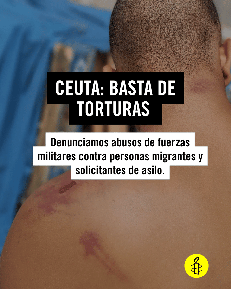amnistiaespana's tweet photo. Desde Amnistía Internacional denunciamos tortura y tratos crueles, inhumanos y degradantes a personas migrantes y solicitantes de asilo en Ceuta por parte de fuerzas militares y condiciones indignas de acogida. Tienes toda la información en nuestra web 👉 https://t.co/v4IdWnW3vQ 

Algunos highlights:

- Se cumplen dos meses de la entrada de más de 80.000 de personas migrantes en Ceuta.

- Identificamos, durante una reciente investigación en terreno, riesgos específicos que sufren cientos de niños y niñas, desprotegidos por parte de las autoridades. También centenares de mujeres siguen viviendo en la calle sin protección.

- El discurso de odio alentado por partidos políticos y autoridades alimenta el racismo, la xenofobia, y la islamofobia contra la población migrante y personas racializadas.

- Desde Amnistía Internacional nos hemos dirigido por carta a los presidentes del Gobierno de España y del Gobierno de Ceuta para compartir las conclusiones de nuestra investigación sobre el terreno y pedirles acciones urgentes que proporcionen ayuda humanitaria y una acogida digna, y atención especializada a mujeres, niñas y niños en riesgo, ya sea en Ceuta o mediante su traslado a la Península.

- Todo nuestro reconocimiento al trabajo de periodistas sobre el terreno, como @Gabriela_Schz de @eldiarioes , que denunció casos de malos tratos a migrantes a manos de militares y compartieron información con la organización.

- Y terminamos con una frase que nos ha espeluznado: “Tenemos órdenes para que no se sientan cómodos”. La dijo un militar para justificar las identificaciones, el acoso y el hostigamiento hacia las personas migrantes.