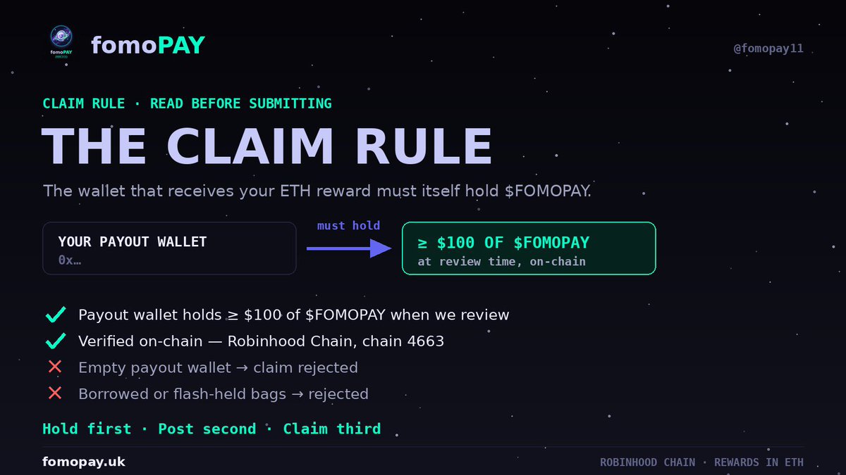 FOMOPAY11's tweet photo. THE CLAIM RULE https://t.co/Kc1WCFnclI