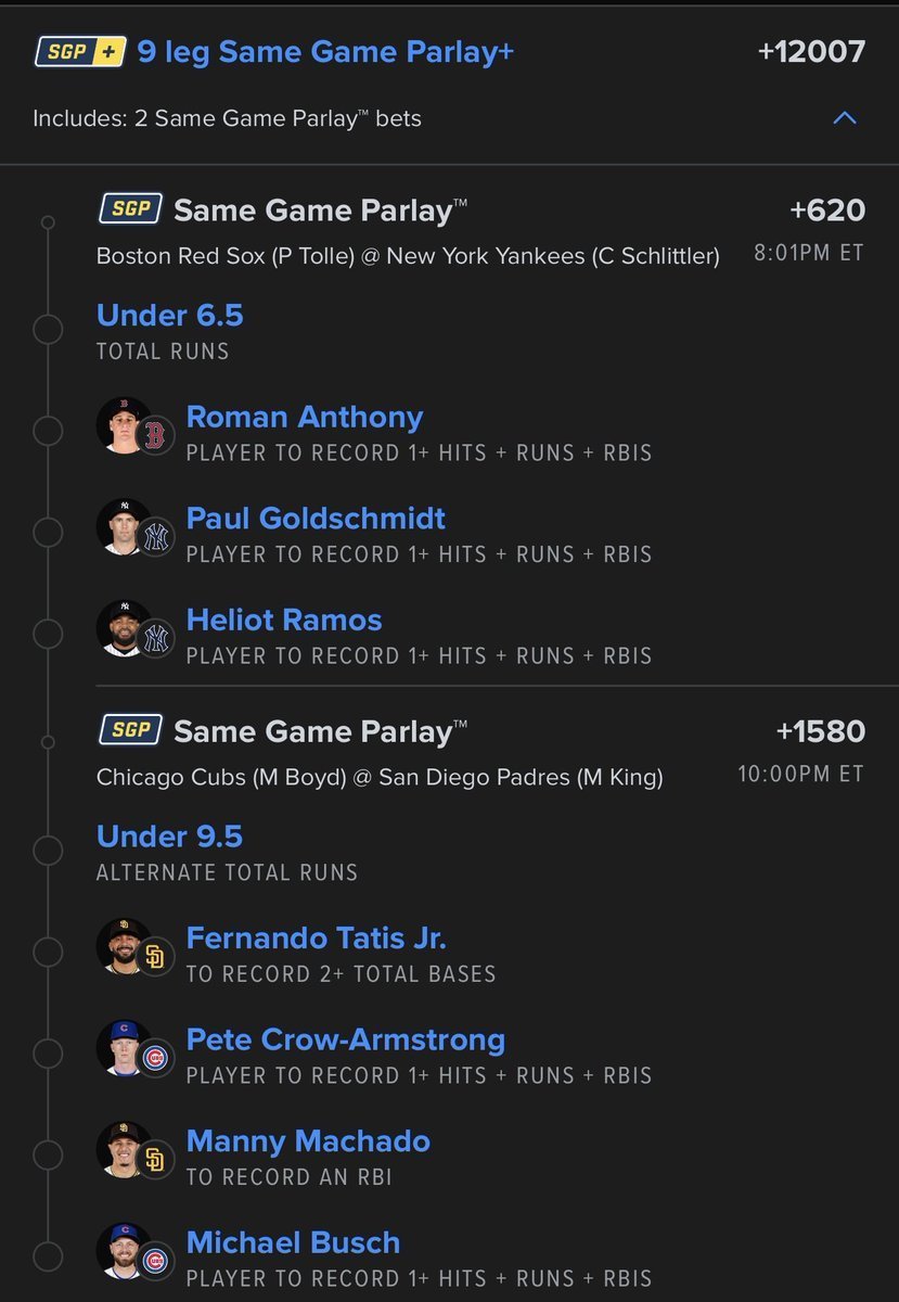 WillWingart6dk's tweet photo. 👀⚾️ MLB LOTTO IS LOADED!

RUN IT WITH THE UNDERS OR KEEP IT MOVING. 🤝💰🔥

LET’S SEE IF THIS ONE CAN CASH! 🚀💸

@Playbook

#MLB #MLBBetting #SportsBetting https://t.co/OKtnKZy2HC