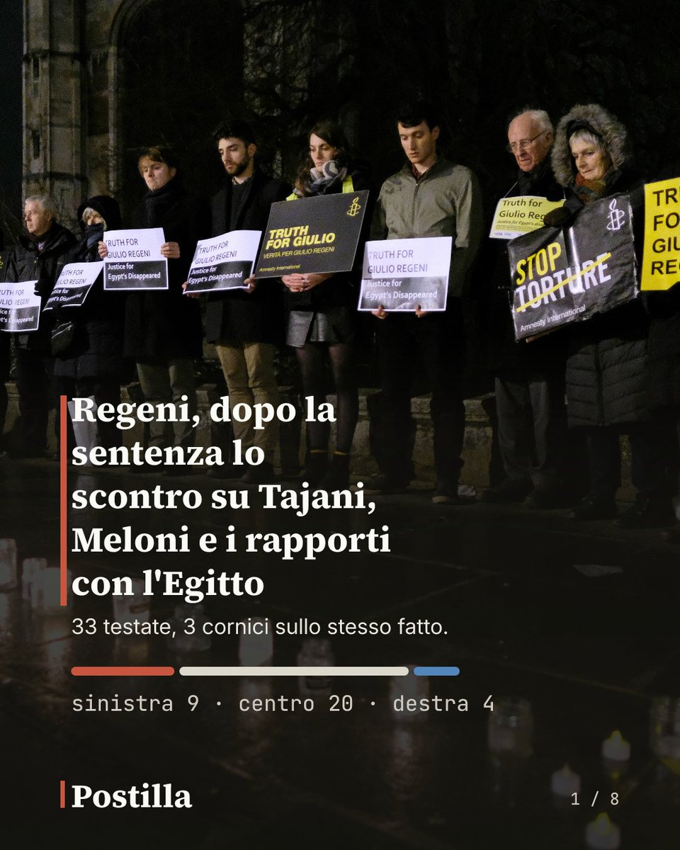 postillanews's tweet photo. #Regeni, dopo la sentenza lo scontro su #Tajani, #Meloni e i rapporti con l'#Egitto https://t.co/qtpiF8fa1b