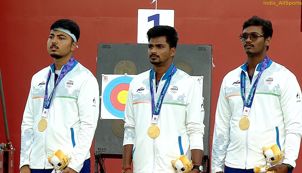 India_AllSports's tweet photo. WHAT A DAY FOR INDIA SO FAR AT ASIAN GAMES! 🥇🥇🥇🥇 

🥇 Shooting | Trap Mixed team 
🥇 Archery | Compound Women's Team 
🥇 Archery | Compound Men's Team 
🥇 Archery | Compound Mixed Team 

+ 2 Bronze in Boxing 

#AichiNagoya2026 #AG2026withIAS