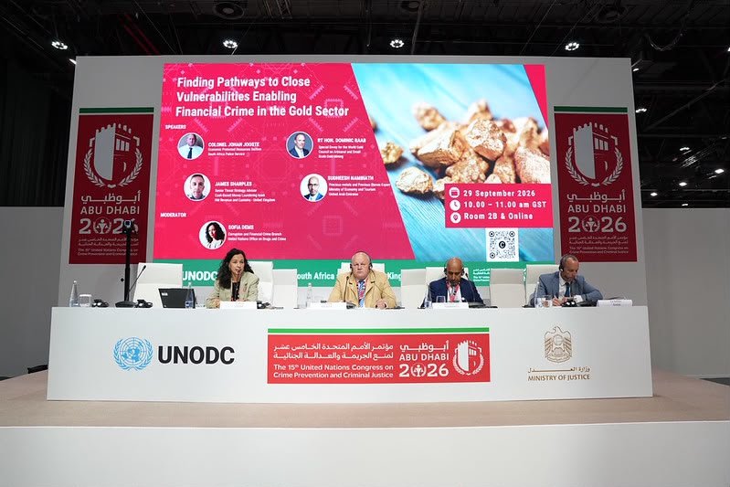 DominicRaab's tweet photo. Yesterday, I joined @UNODC in Abu Dhabi for the UN Congress on Crime. I set out the challenges and progress, on combatting illicit flows from the violent plunder of artisanal gold mining, since my 2024 report #SilenceisGolden @GOLDCOUNCIL. Thanks to @SofiaDems for moderating. https://t.co/q5COl6ZDgh