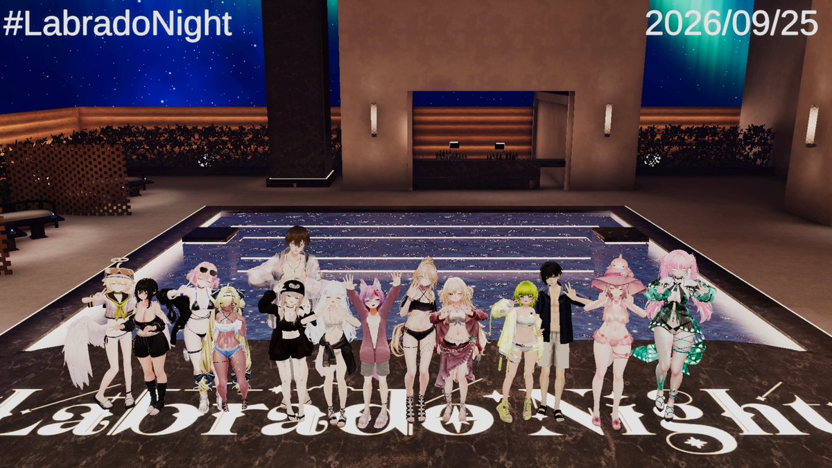 Tsuyuri_VRchat's tweet photo. 初めて #LabradoNight に行ってきました！
お相手はミユキさんでした！
前半では、プールでお話させていただき二人とも始まる直前にアルトラの足が片方飛んで3点になる奇跡？が起こっていたり、初めてスイカ割りをした！！
後半はもう色々凄かった。ご褒美も凄かった。これしか言えない https://t.co/4wUJkrMC7K