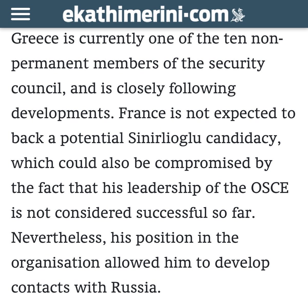 Zaratstra's tweet photo. Kathimerini which was once a newspaper of record, is seriously losing the plot over Turk related obsession. Not only it summarizes Sinirlioglu leadership as unsuccessful (though Greeks voted for him as well), it also implies a “connection”  to Russia, which is part of the job … https://t.co/J4nwswlCTH