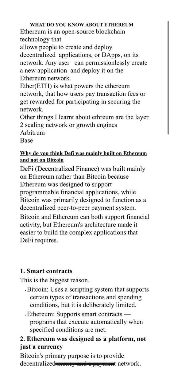 Favourekene9's tweet photo. What else do you know about Ethereum (ETH)?
Research and explain other important things you know about Ethereum.

2. Why do you think DeFi was mainly built on Ethereum and not Bitcoin?

#cryptowithshola https://t.co/qMU9fnhB3Z