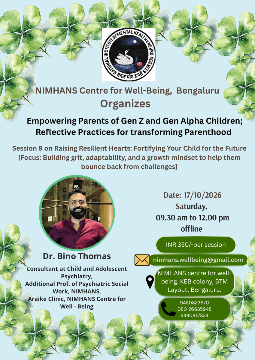 NIMHANS_BLR's tweet photo. How can reflective parenting help us build stronger connections with Gen Z and Gen Alpha children?

Session 9 of Raising Resilient Hearts explores reflective practices for transforming parenthood and nurturing resilient hearts.

Join us to learn, connect and grow together. https://t.co/ITzMgU8A30