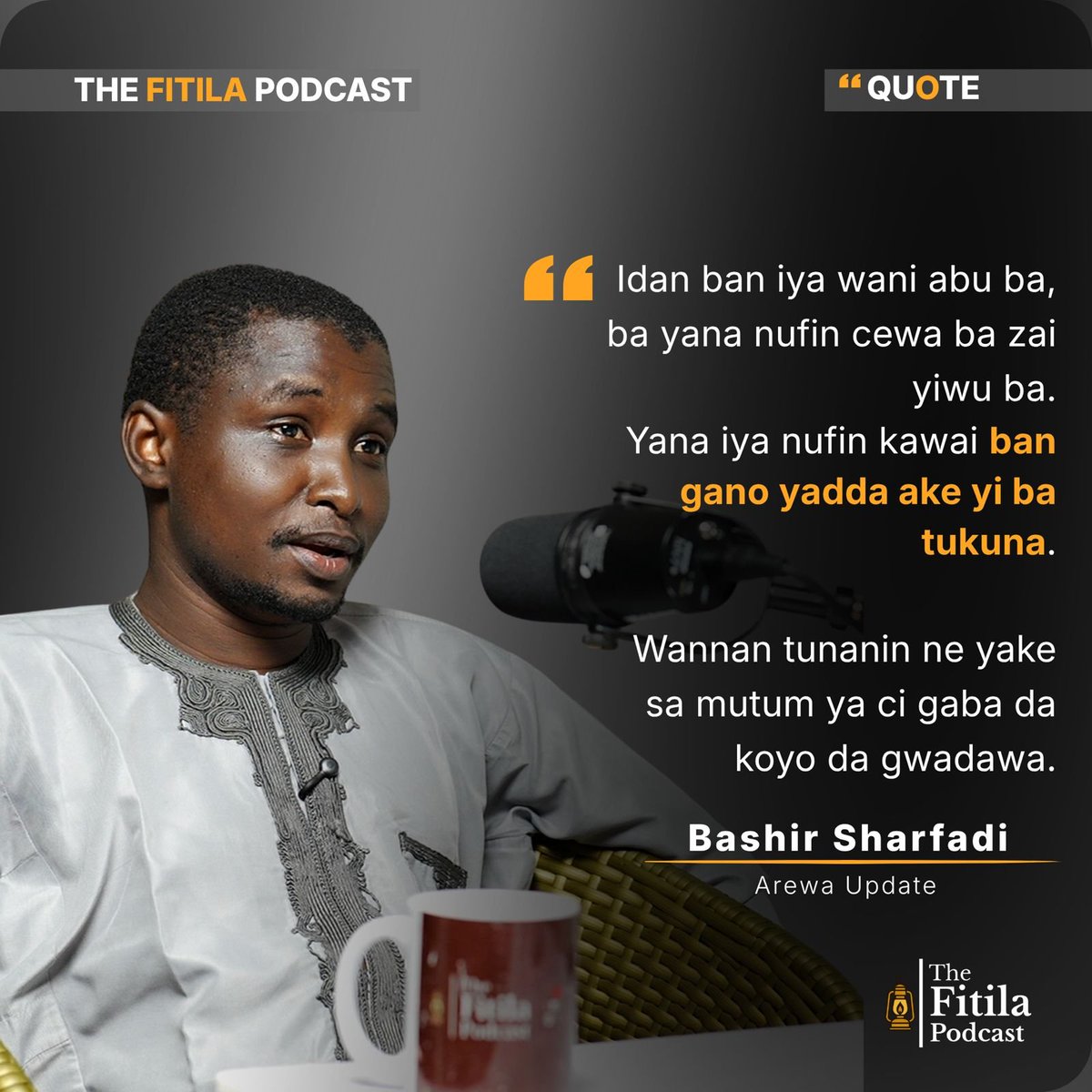 fitilapodcast's tweet photo. AI, tantance labari, 'yancin kafar yada labarai, da kuma ci gaba da koyo.

Cikakkiyar tattaunawar na nan a Channel din Fitila Podcast na YouTube:
 https://t.co/oufk5jyagY

#FitilaPodcast #BashirSharfadi #AikinJarida #AI #Media https://t.co/nLFCgS4spz