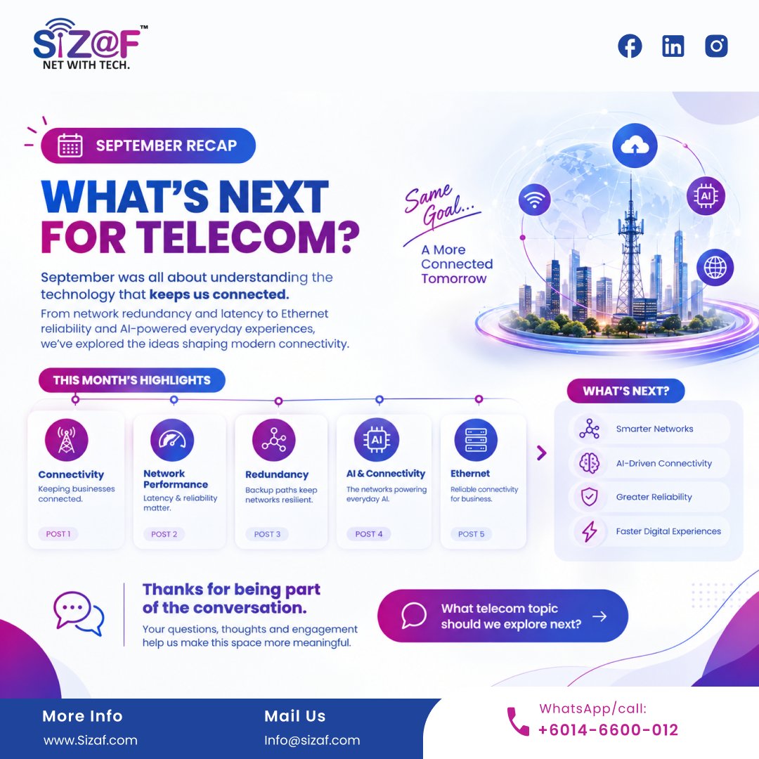 SizafInfocomm's tweet photo. The digital world never slows down — and your business shouldn’t have to either.
🌐 https://t.co/rndEXC0TJl
#TheFutureIsFast #FastConnectivity #SmartTechnology #BetterConnectivity #BusinessInternet #SmartConnectivity https://t.co/G22uWKPhJ9