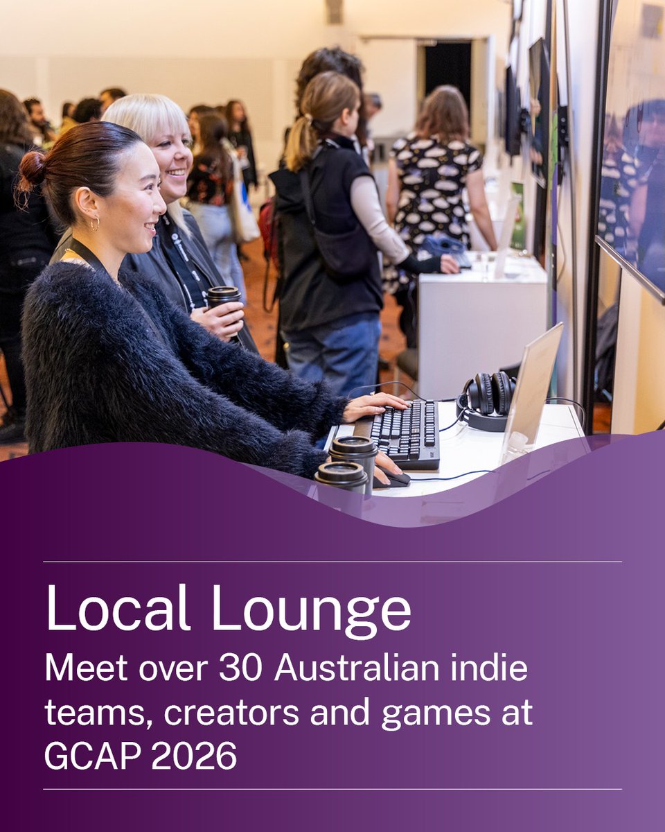 ScreenAustralia's tweet photo. Get your game on at GCAP 2026! Head to the Screen Australia Local Lounge from Monday 5 October to Wednesday 7 October to engage with the next generation of exciting games from Australia and the talented creators behind them. 

🔗Find out more: https://t.co/IW6MOn9vdo https://t.co/7NoeBNBPsU