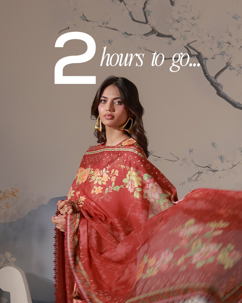asimjofa's tweet photo. 2 HOURS TO GO! ⏳

The countdown continues…
Charmeuse Silk Collection by Asim Jofa is almost here.

#AsimJofa #Silk #CharmeuseSilk #PakistaniFashion #Prints
[ Asim Jofa, I Wear Asim Jofa, Charmeuse Silk , Unstitched, Fashion, Glamorous Looks, Printed, Everyday Dressing ] https://t.co/QzWuI6pt6O