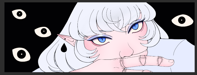 pebbles_arts's tweet photo. Here are some process pictures from that piece - it took me a bit to know where I wanted it to go; The banner took me around 12 hours total (4 of it was just sketching) https://t.co/UYfc2gN4CG