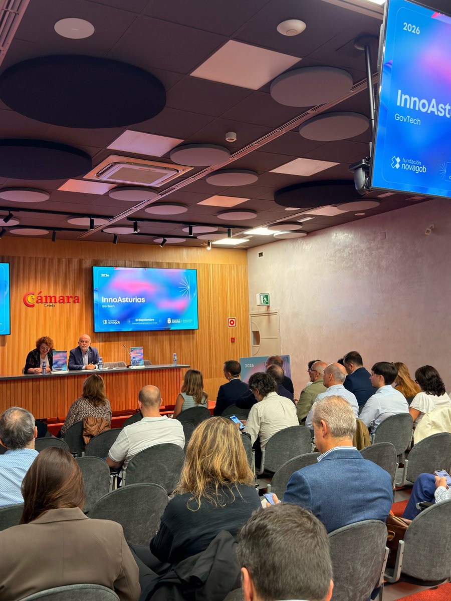 novagob's tweet photo. 🚀 ¡Arranca #InnoAsturias GovTech 2026 en la Cámara de Comercio de Oviedo!

✨ Loredana Stan — @novagob
✨ José Manuel Ferreira — @CamaraOviedo

Hoy toca activar, conectar y ordenar el ecosistema GovTech asturiano.

#GovTech https://t.co/RVH6MUNNrx