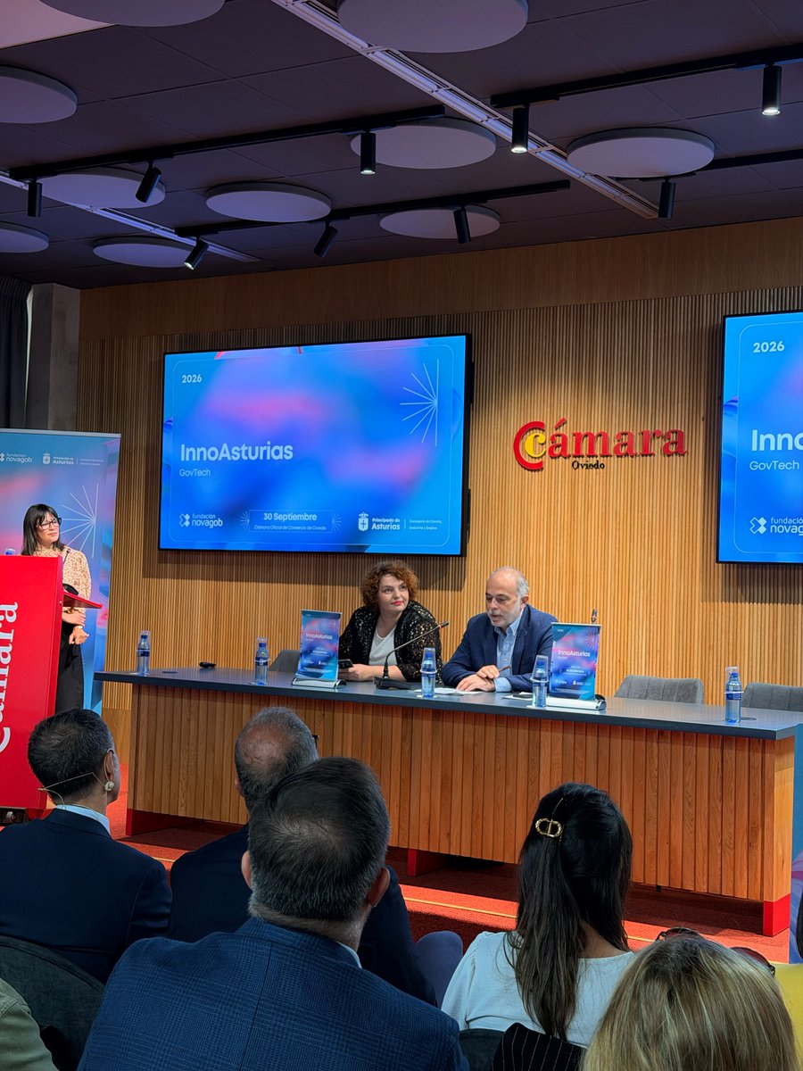 novagob's tweet photo. 🚀 ¡Arranca #InnoAsturias GovTech 2026 en la Cámara de Comercio de Oviedo!

✨ Loredana Stan — @novagob
✨ José Manuel Ferreira — @CamaraOviedo

Hoy toca activar, conectar y ordenar el ecosistema GovTech asturiano.

#GovTech https://t.co/RVH6MUNNrx