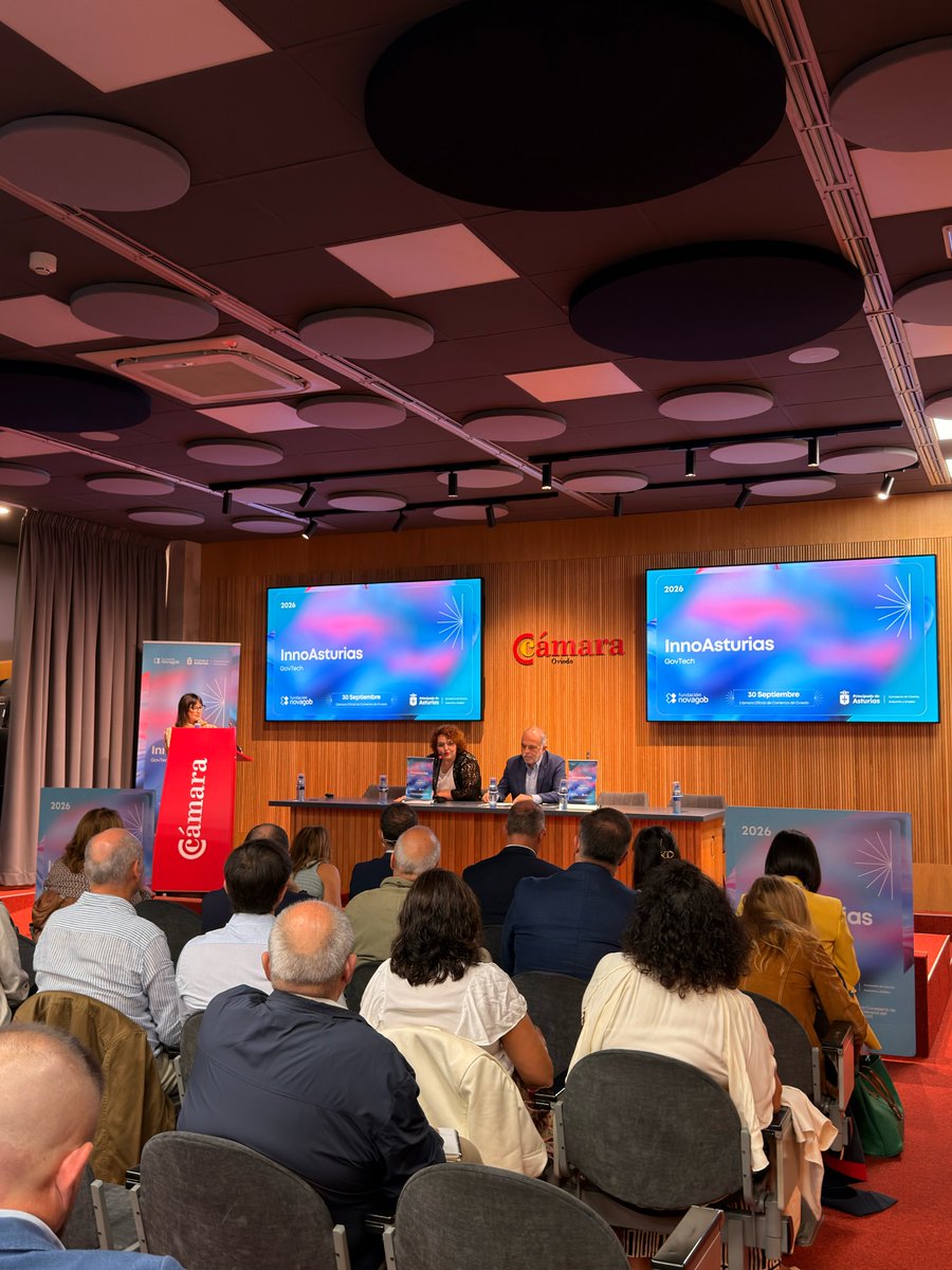 novagob's tweet photo. 🚀 ¡Arranca #InnoAsturias GovTech 2026 en la Cámara de Comercio de Oviedo!

✨ Loredana Stan — @novagob
✨ José Manuel Ferreira — @CamaraOviedo

Hoy toca activar, conectar y ordenar el ecosistema GovTech asturiano.

#GovTech https://t.co/RVH6MUNNrx