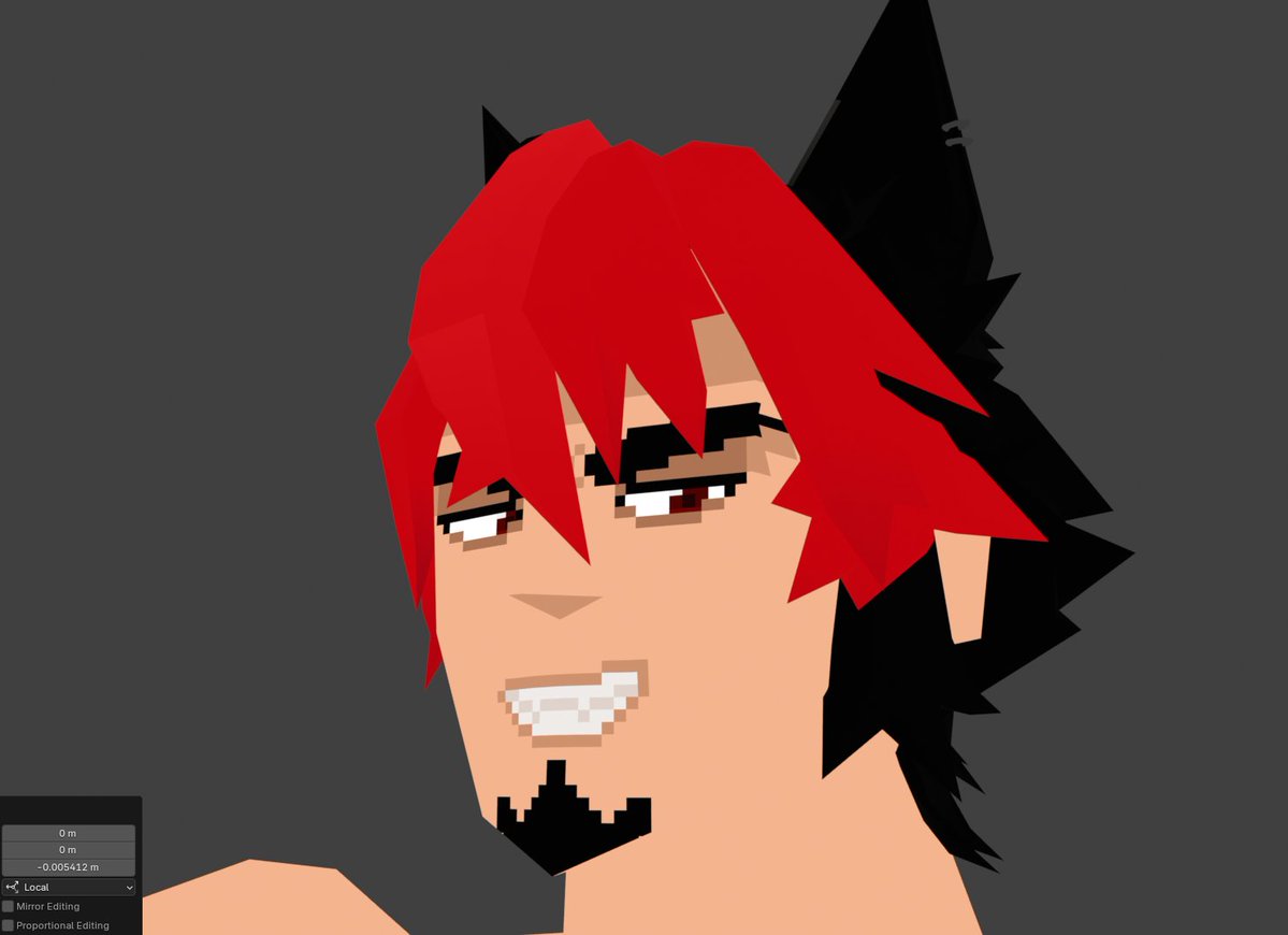 SparrowMartian's tweet photo. Starting heavy work on textures and face rig!! Hard to keep pixels consistent though #blender https://t.co/3AB0xDOFcg