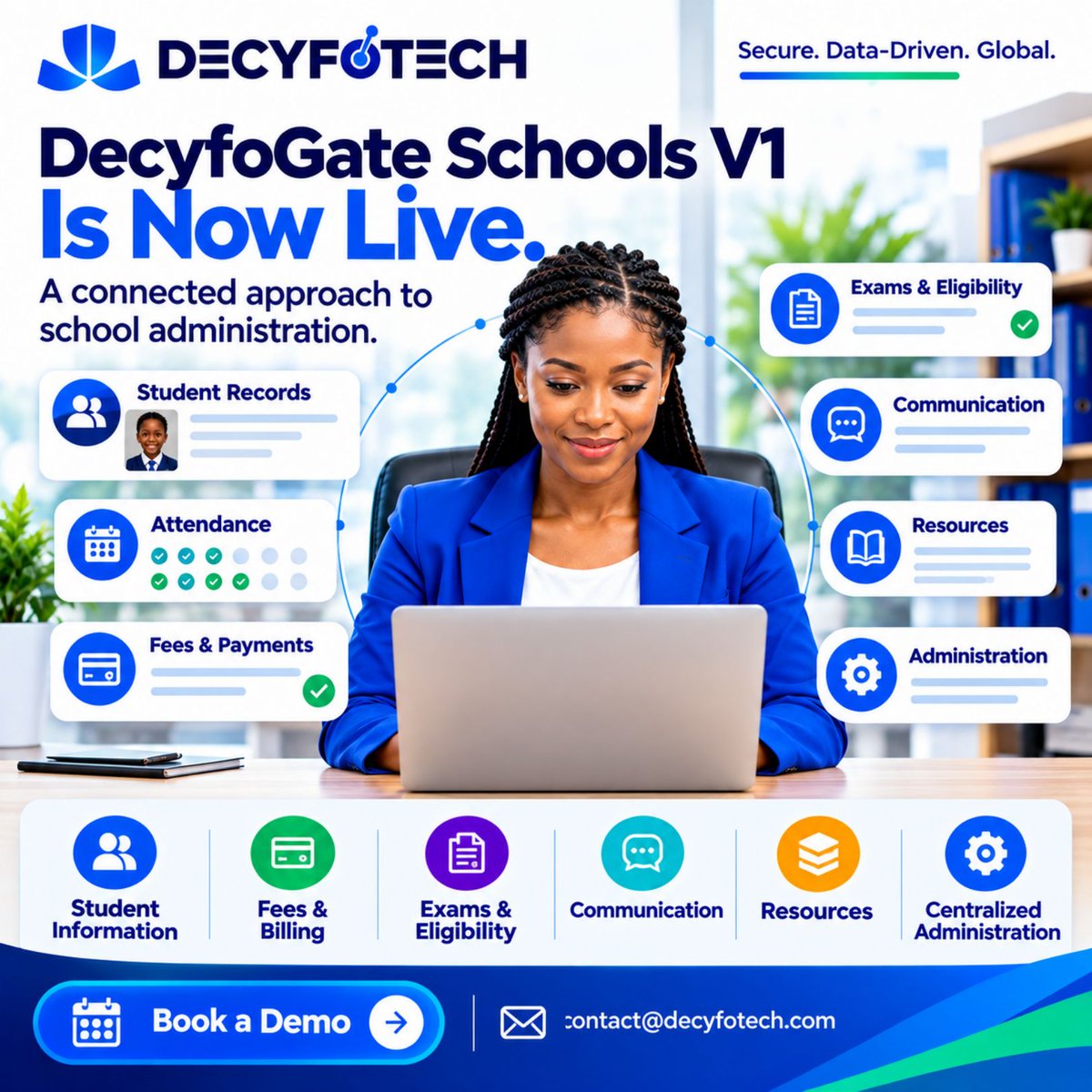 decyfotech's tweet photo. Schools can take a closer look at what DecyfoGate Schools V1 can bring to their operations. Demos are now open. 
📩 Contact us for a demo: contact@decyfotech.com
 #DecyfoGate #DecyfoTech #SchoolManagement #EducationTechnology #EdTech https://t.co/sHUXpXLU54