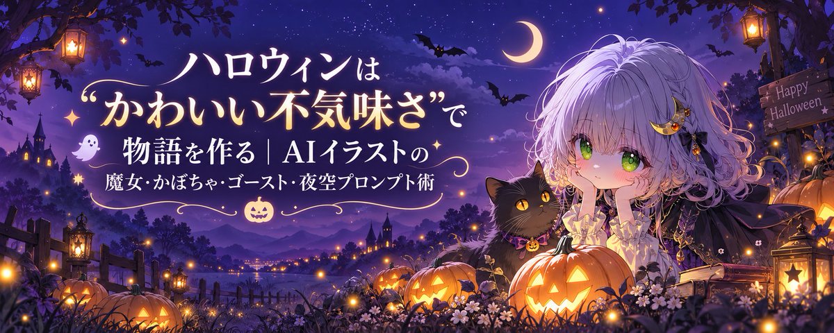 ハロウィンは“かわいい不気味さ”で物語を作る｜AIイラストの魔女