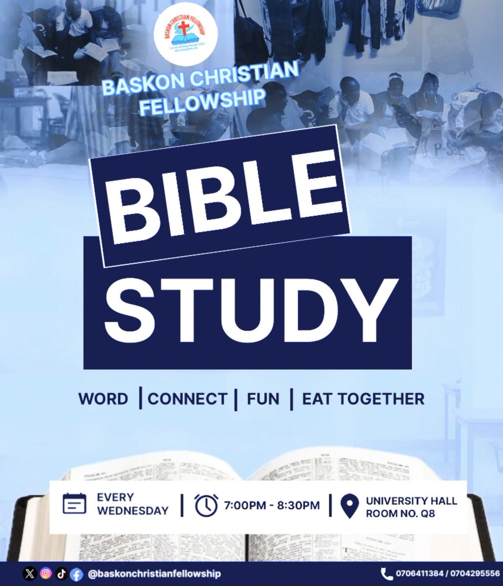 BaskonXtians's tweet photo. Every Wednesday is for Bible study at Baskon Hostel
Come join us you all! https://t.co/n22SLOwwDz