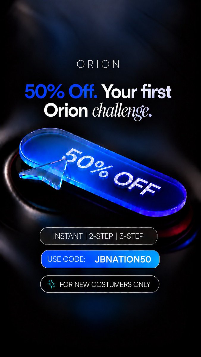 JBnation0's tweet photo. To celebrate my partnership with @Orionfundedcom ..I will be giving out $10k X5 Accounts 🎉 

Rules: 👇👇👇
1. Follow @jbnation0 @Orionfundedcom @OrionAffiliates 
2. Drop proof,Tag  3 traders,Like and Repost
Winners announced in 72hrs🔥
USE CODE: JBNATION50 For 50% DISCOUNT https://t.co/ykk2C5qkRR