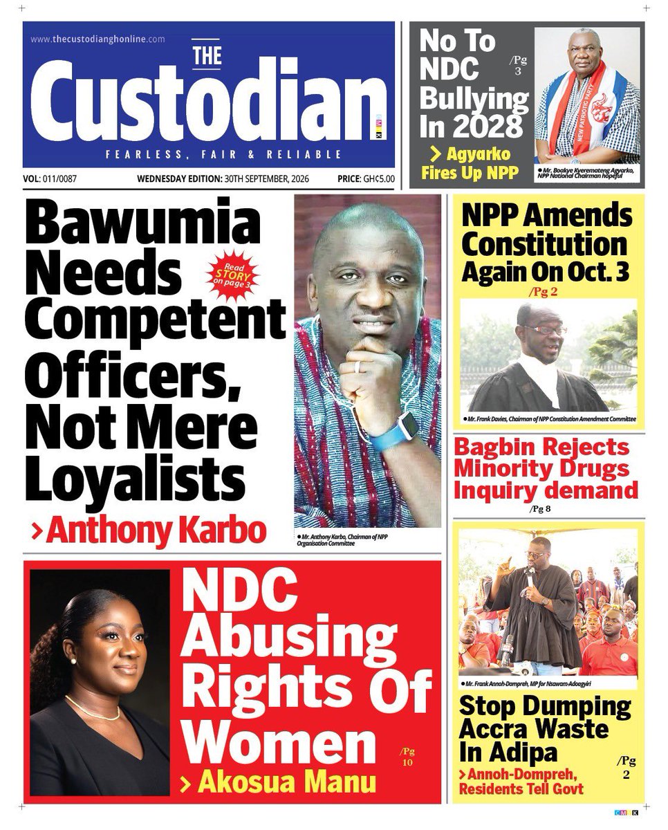 GameTV_gh's tweet photo. NEWSPAPER REVIEW:WEDNESDAY, 30TH SEPTEMBER,2026
#gametvgh https://t.co/pic60QluhR