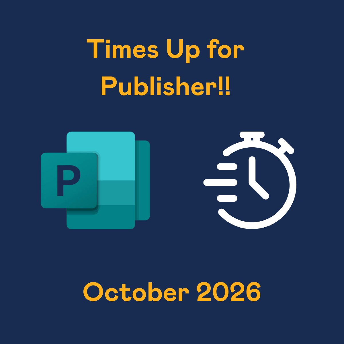 Affinity_IT's tweet photo. ⏰ Publisher deadline tomorrow.

365 user? Access ends after 1 October.

Perpetual version? It may keep working, but security updates are ending.

Find your .pub files and make a plan now.

#MicrosoftPublisher #Microsoft365 #TheAffinityWay https://t.co/9KVqYRivNZ