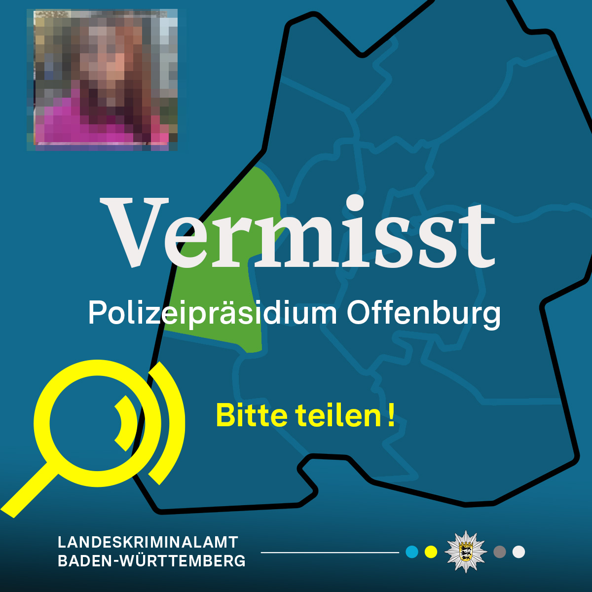 LkaBaWue's tweet photo. #Vermisstenfahndung nach einer 17-Jährigen aus Baden-Baden - BITTE RT ⚠️ 

Seit dem 28.09.2026 wird eine 17-Jährige aus Baden-Baden #vermisst. Drei Tage zuvor hatten Kolleginnen und Kollegen der Polizei Hamburg sie entdeckt.

Zur Fahndung ▶️ https://t.co/DdQFZK0fSC

Euer #LKABW https://t.co/SQ5k83xzRs