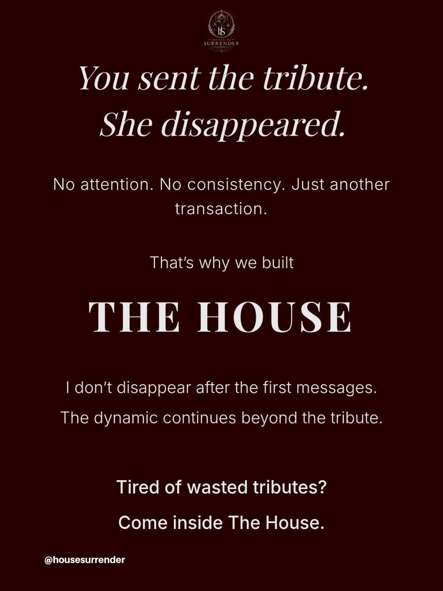 HouseSurrender's tweet photo. Are you ready to surrender?
No more empty promises.
No more disappearing acts.
The door opens soon. 

#submissivemen #surrender https://t.co/85KCfm6CDK