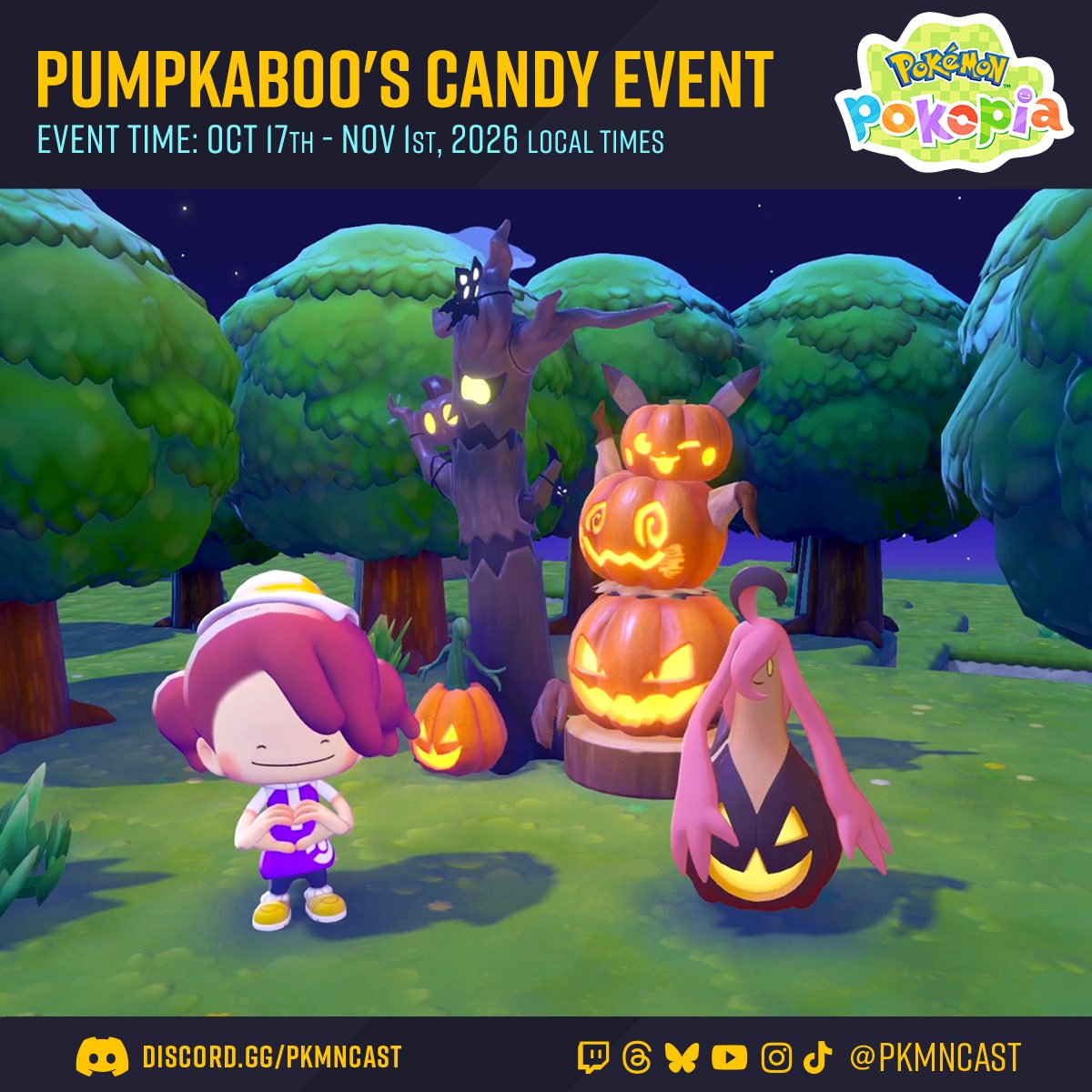 pkmncast's tweet photo. New Pokémon Pokopia event coming! 

🎃 Pumpkaboo added to the game 
🍬 Collect candy for new furniture 
📆 Oct 17 - Nov 1 https://t.co/Lxxvar19KP