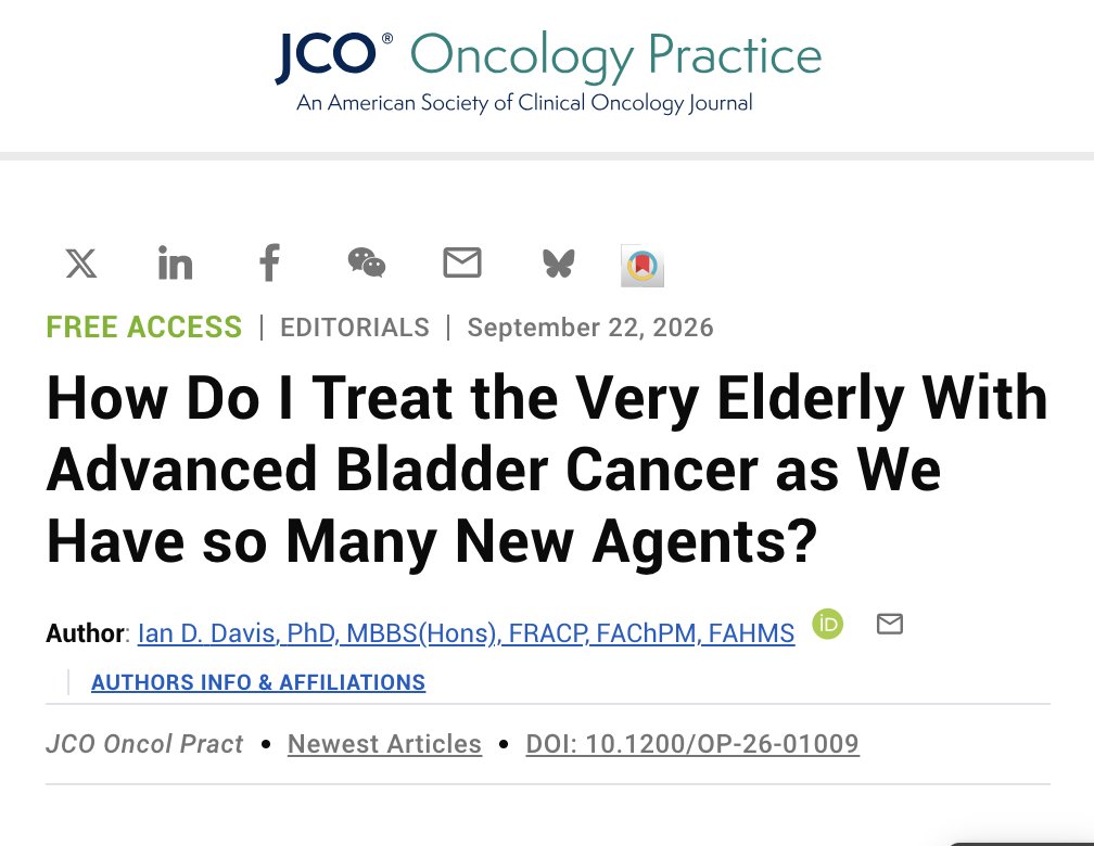 drenriquegrande's tweet photo. How do we treat the very elderly with advanced bladder cancer in the era of EV + pembrolizumab, erdafitinib, and avelumab?

With so many new agents available, patient selection and individualized sequencing matter more than ever — especially in frail or very old patients often excluded from trials.

https://t.co/NIdPU9ZZLp

#BladderCancer @JCO_ASCO