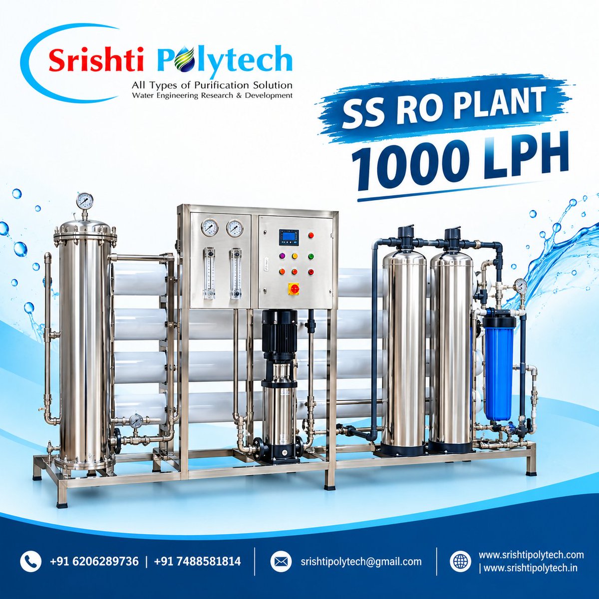Srishtipoly's tweet photo. SS RO Plant 1000 LPH — efficient and durable water purification for industrial &amp; commercial applications.

#SSROPlant #1000LPH #ROPlant #WaterTreatment #SrishtiPolytech https://t.co/EH082yJTxG