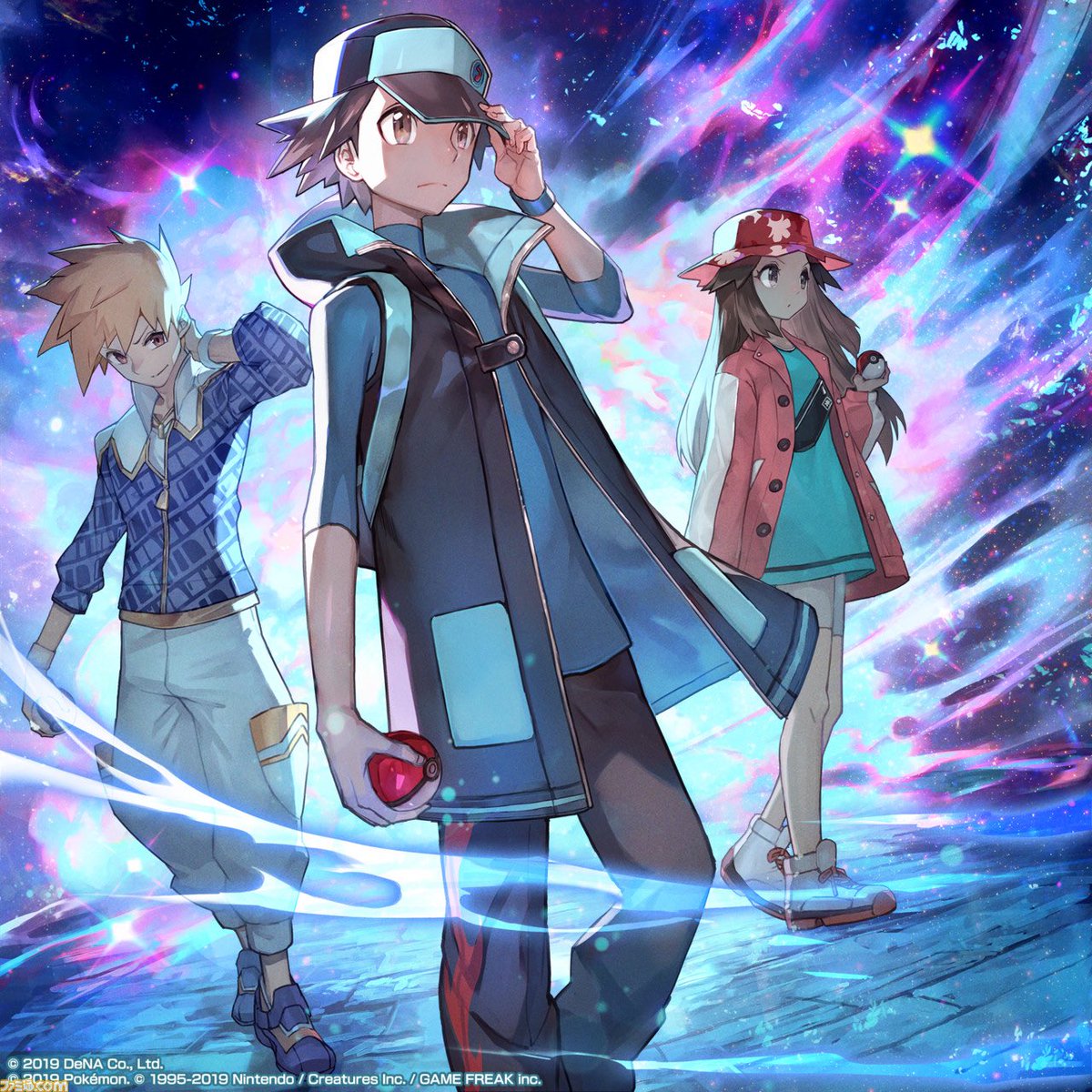 astramoon_5's tweet photo. @LAF_noko ポケマスは歴代トレーナーが世代問わず入り乱れて登場して好きなトレーナーとパーティ組みながら進めるRPGソシャゲだよ！
トレーナー焦点のゲームなの！グリーンは序盤からがっつり登場よ🤭
チャンピオン衣装のグリーンヤバいよ❣️✨レッドも出てくる！
(あ…一呼吸で語ってしまった…画像もどぞ) https://t.co/FJNIjsepqQ