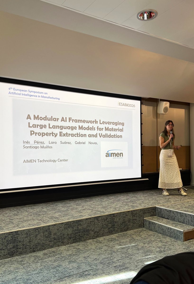 aimenct's tweet photo. 🇫🇷 AI in Manufacturing | Paris

Ramón Angosto and Inés Pérez Couñago presented their research on AI applied to additive manufacturing and material property extraction using LLMs.

🤝 Two events to share knowledge and research.

#AIMENResearch #AI https://t.co/my0CEnqOZT