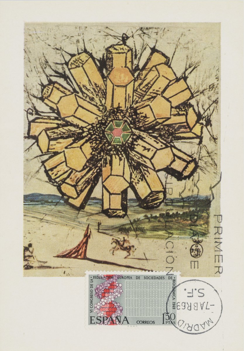 bibliotecacib's tweet photo. Destacada incorporación a nuestro fondo archivístico #SEBBM: una tarjeta conmemorativa con la ilustración que realizó #salvadordali ,  creada expresamente para la celebración del VI Congreso FEBS (Madrid, 1969). Este fondo tan interesante lo custodiamos en @bibliotecacib https://t.co/ZAtrI2ok8K