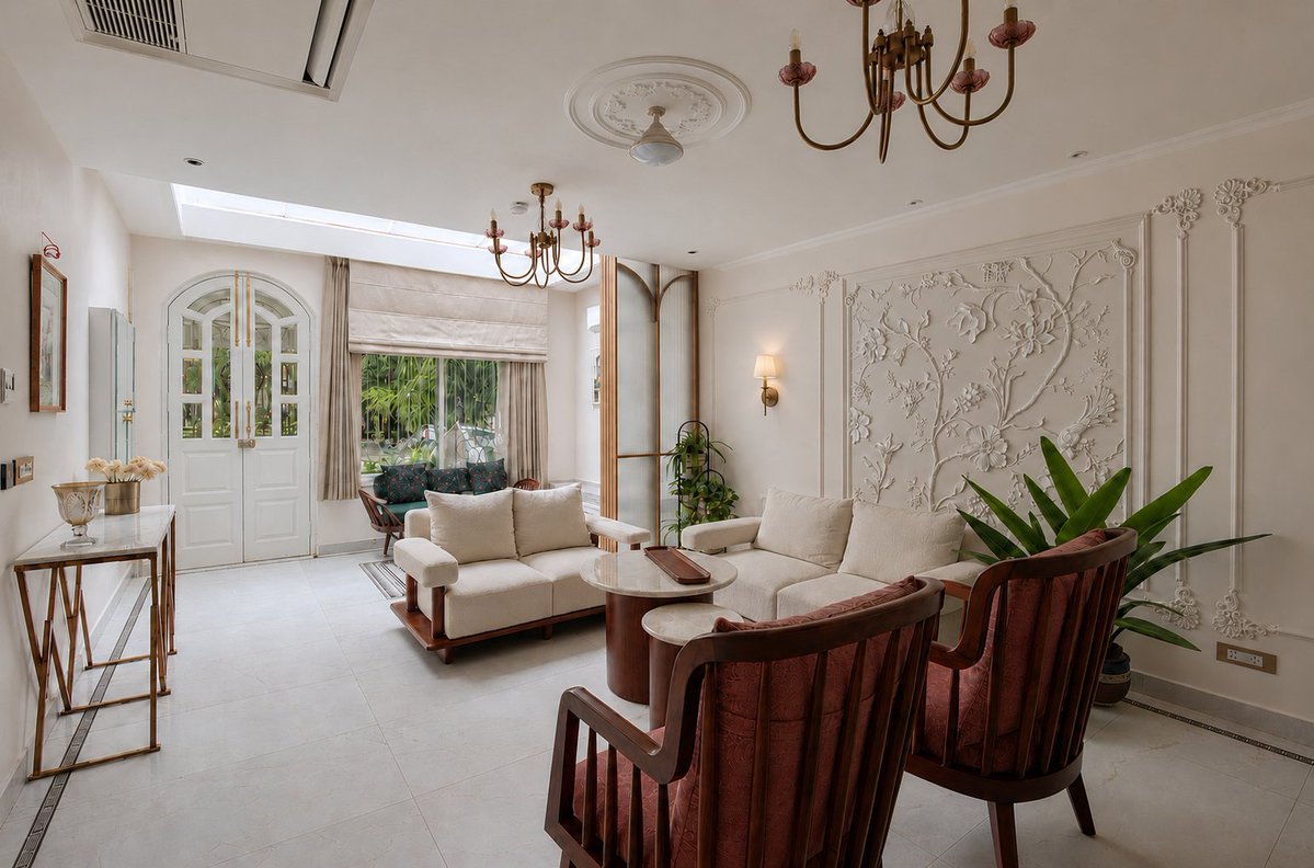 topinteriorsin's tweet photo. Where thoughtful design meets the art of living.

Designed by Amruta Turkhud &amp; Prateek Batra of Future Dezign, this home brings together timeless detailing, thoughtful planning and a strong sense of context. 

#TopInteriorsIndia #FutureDezign #AmrutaTurkhud #PrateekBatra https://t.co/FbaHjz0KQS
