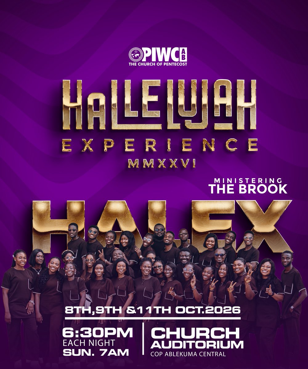 Piwcab's tweet photo. Our very own The Brook will be leading us in an atmosphere of praise, worship, and celebration at the Hallelujah Experience — FRESHNESS EDITION🎉✨

#FreshnessEdition
#halex26
#FreshnessInHisPresence
#WeCameToPraise
#HallelujahWePraise https://t.co/hAbzn1NLQP