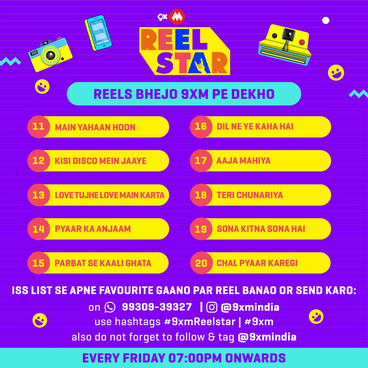 9xmHaqSe's tweet photo. Yeh hai aapke iss hafte ke favorite 90's ke gaane, bhejo humein apne reels, aur paao mauka humare channel @9xmindia pe feature hone ka ❤️📺
.
Bhejiye apne reels 9930939327 is number pe and Use kijiye humara hashtag #9xmReelstar #9xm also don’t forget to tag and follow us❤️
.
So Hurry & Become Popular 🤩
.
Dekhte rahiye #9XMREELSTAR Every Friday 7pm onwards!
.
.
.
.
.
.
.
#9xm #reelstar #reels #instafilm #songoftheweek #music #trending #trendingsong #audio #video #bollywood #bollywoodsong #hindi #lofi #favourite #reelitfeelit #viralvideo #explore