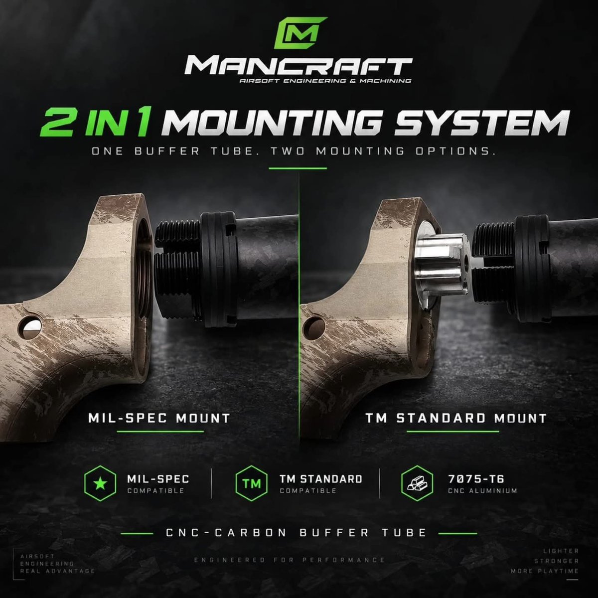 Mancraft_ASG's tweet photo. We are continuously expanding our carbon-cnc product line. Meet our latest product: the buffer tube. https://t.co/P0hPhncQo9