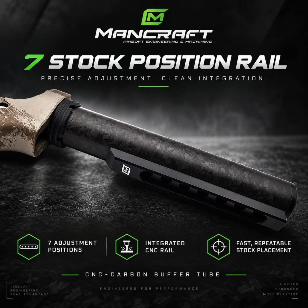 Mancraft_ASG's tweet photo. We are continuously expanding our carbon-cnc product line. Meet our latest product: the buffer tube. https://t.co/P0hPhncQo9