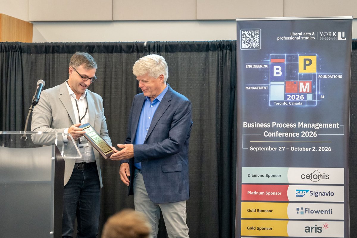 BPMConf's tweet photo. What a way to start the #BPM2026 main conference! 

Yesterday, Tom Davenport received the first-ever BPM Lifetime Achievement Award! 🏆👏

Today, we kick off with Opher Baron’s keynote, followed by research sessions, forums, demos &amp; tutorials.

See you there! https://t.co/ElkNlti0jw