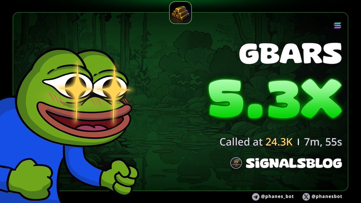 signalsblogg's tweet photo. 5.3x up profit from my call on $GBARS

CA>
HVu6Fs59QbkSoUs5b54RV9cH5FeaydkdSELLWET8hZKD https://t.co/EHKZjhTI1R