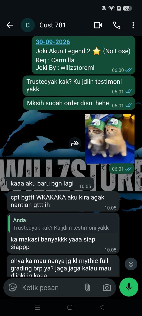 willzstoreml's tweet photo. 30-09-2026 
Testimoni Joki Akun Legend 2 ⭐ (No Lose)
Req : Carmilla

Yang mau Joki ML / Joki Akun Bisa Langsung WA ya :
Epic 4K / ⭐
Legend 5K / ⭐
Mythic 7,5K / ⭐ https://t.co/Z4cmPITaol