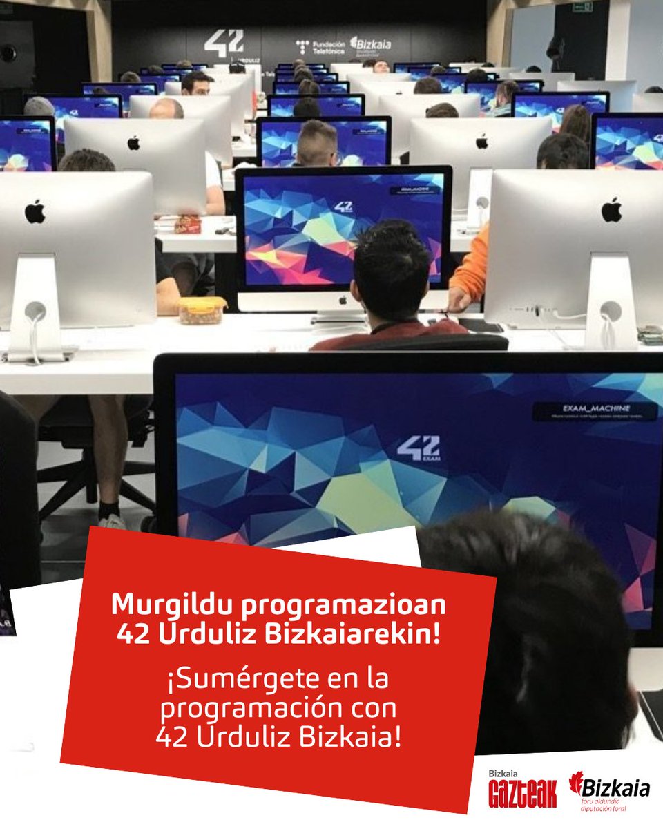 BizkaiaGazteak's tweet photo. 💻 Murgildu zaitez programazioaren munduan! Piscine-ak @42UrdulizFTef barrutik ezagutzeko aukera ematen dizute, 26 eguneko murgiltze presentzialarekin.

Hurrengo Piscine-a urriaren 19tik azaroaren 13ra bitartean izango da:
➡️ https://t.co/J8uUNSSAJe

#BizkaiaGazteak @Bizkaia https://t.co/Twk5eiXuNN