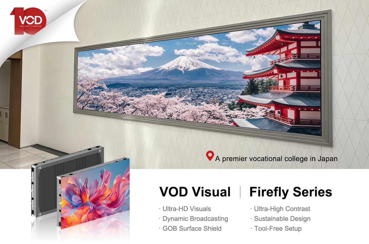 VOD__Visual's tweet photo. Case Study | Transforming higher education spaces with VOD Visual Firefly Series! 🎓✨
#VODVisual #CaseStudy #FireflySeries #Japan #EducationTech #FinePitchLED #ProAV #DigitalSignage #SmartCampus #LEDDisplay https://t.co/03BhsfRMEV