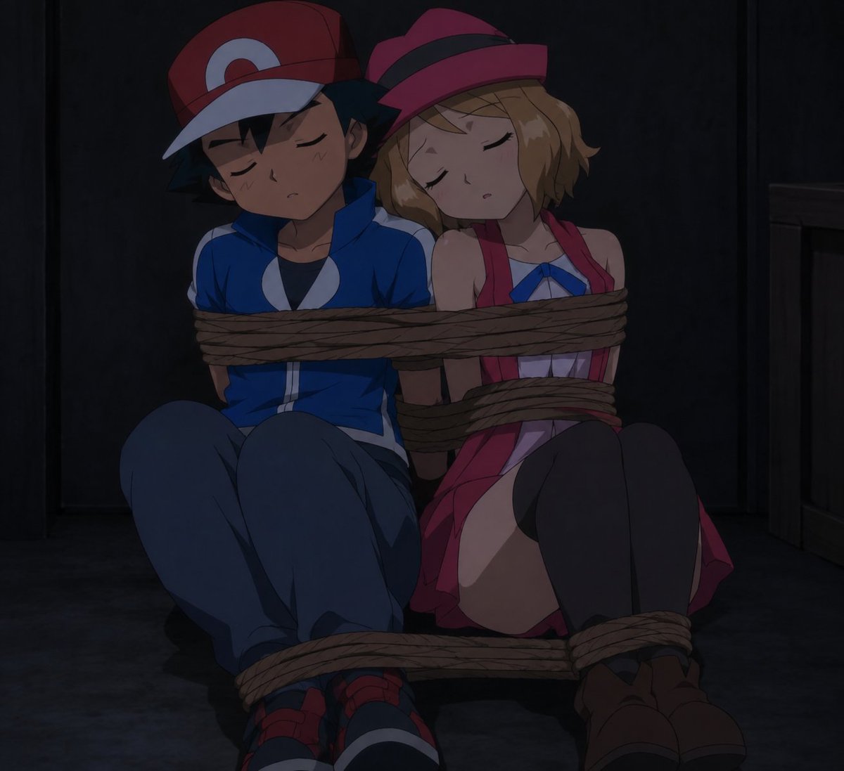 KnockoutsPoke's tweet photo. Ash Ketchum and Serena, tied together while unconscious
#tiedup #puttosleep #sleep #passedout #knockedout #unconscious #pokemon #pokemonanime #anipoke #xy #pokemonxy #ash #ashketchum #satoshi #serena #amourshipping #satosere https://t.co/sfOGbL5T4S